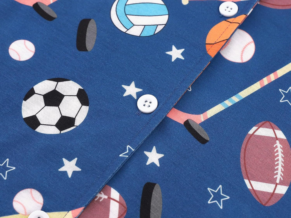 Boys Pajamas Novelty Prints Button-Up Long Sleeve Piece