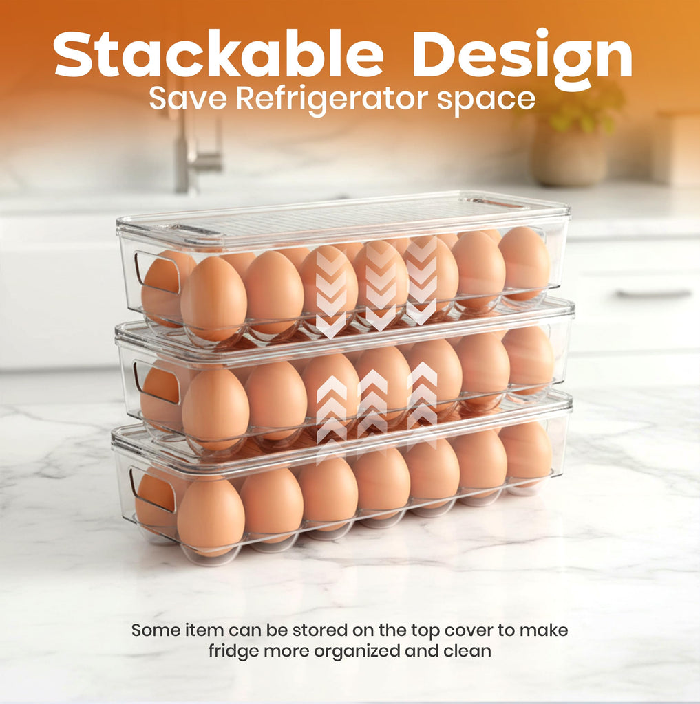 Egg Holder for Fridge, Stackable Egg Container, 1 Pack, Clear