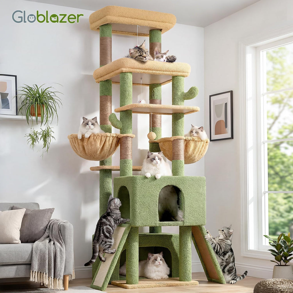 Heavy Duty Cactus Cat Tree for 20lbs Large Adult Cats, Green