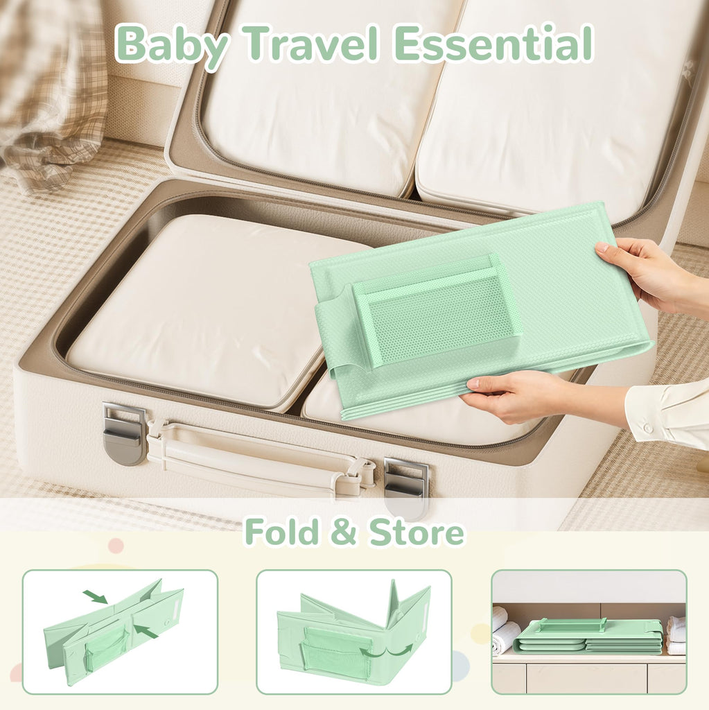 Collapsible Baby Bathtub, Foldable Toddler Bath Tub with Chick Pattern Bath Rinse Cup, No Assembly Portable Travel