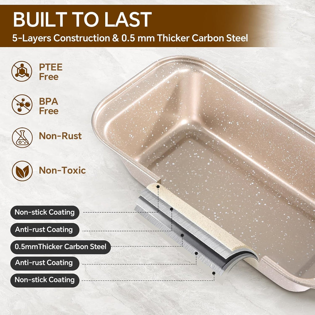 11 Piece Pan Set | Nonstick & Non Toxic Bakeware Sets Set | Carbon Steel Supplies Include Notebook, Cookie Sheets