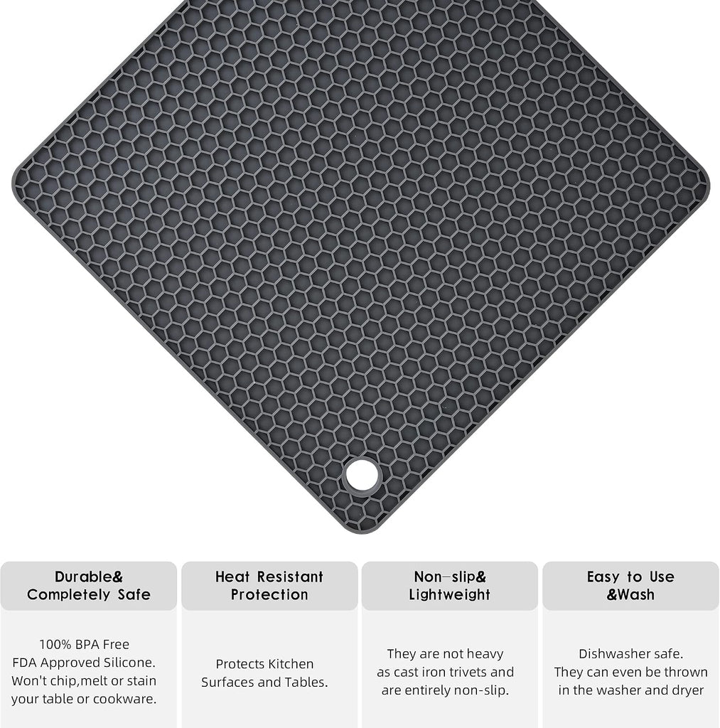 Silicone Trivets Mats Set, Silicone Hot Pads Pot Mat for Countertop, Trivet Pads Heat Resistant, Table Placemats - Set of 4