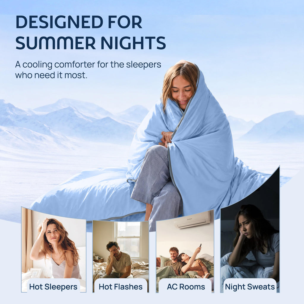 Cool PlusTM Cooling Comforter for Hot Sleepers, Full/Queen | Oeko-TEX Certified Silky Nylon, Lab-Tested