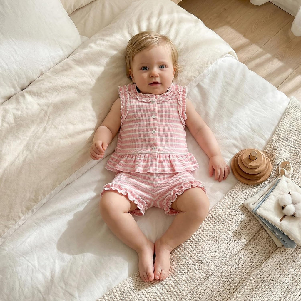 Toddler Baby Girl Summer Outfit Tank Tops Ruffle Shorts Set