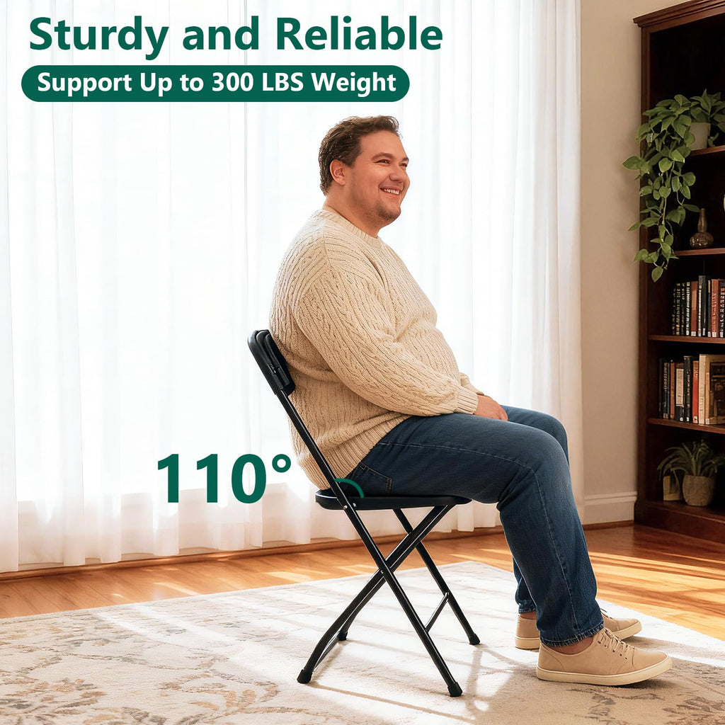 20 Pack Black Plastic Folding Chairs, Outdoor Portable Folding Chair with Steel Frame, 350lbs Capacity Stackable