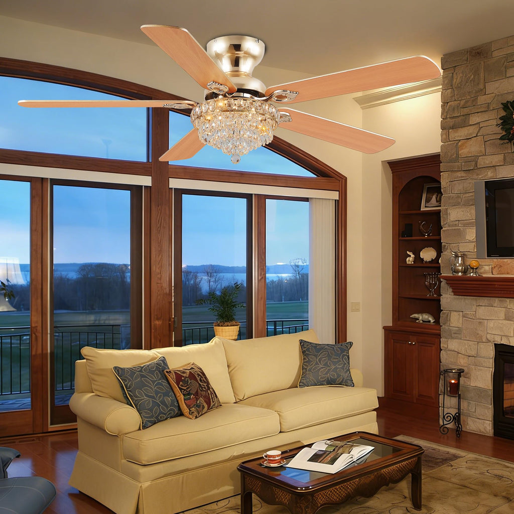 Crystal Ceiling Fan Fandelier with Lights-Modern Ceiling Fan(52" Gold)