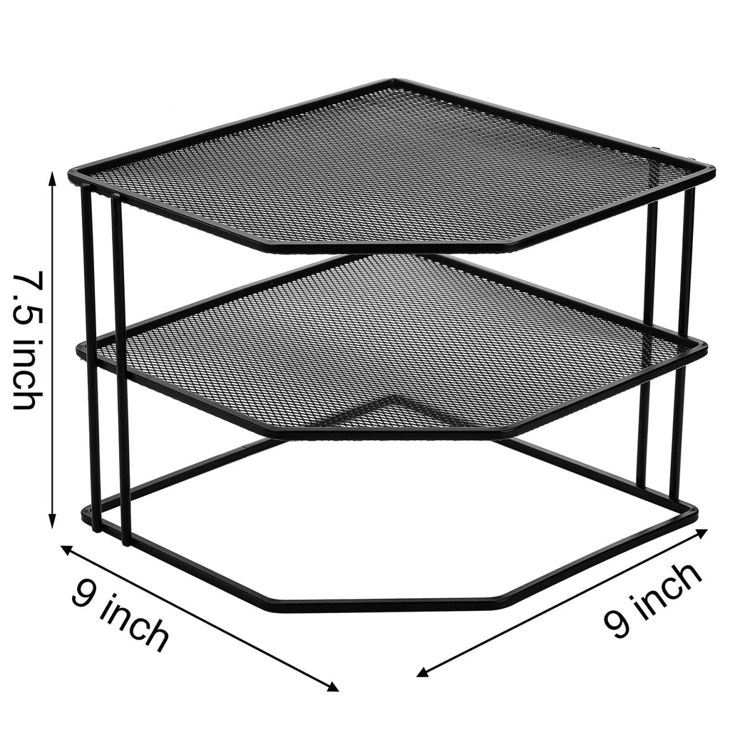 3-Tier Corner Shelf Cabinet Organizer, 9 x 9 x 7.5 Inches Metal Plate Rack Dish Organizer Counter, Cupboard, Pantry