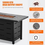 Walsunny 43 inch Outdoor Propane Fire Pit 50,000 BTU Gas Fire Pit Table with Lid, Waterproof Cover, Rectangle Gas Firepit Table for Garden/Patio, CSA - Image 5