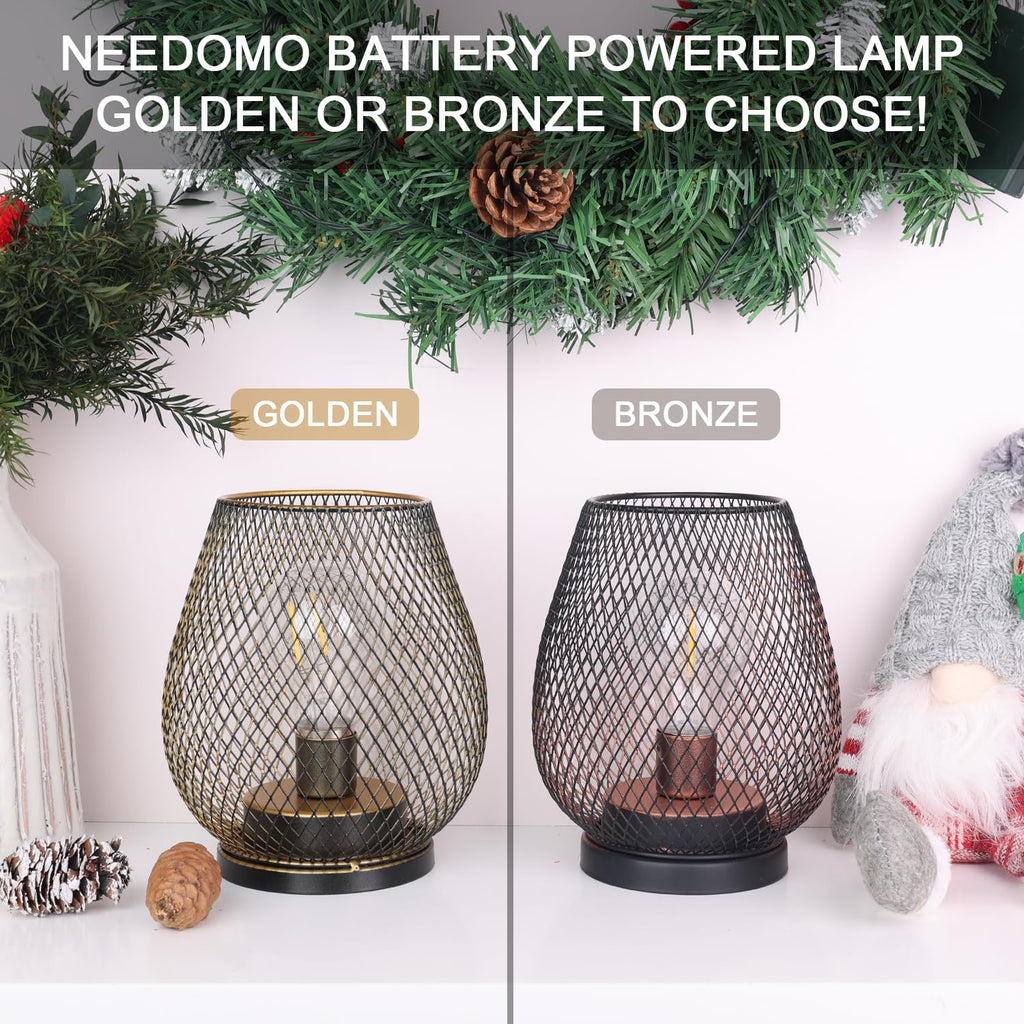 2 Pack Battery Operated Lamp Outdoor Table Lantern, LED Table Lantern with Timer Mode, Vintage Decorative Lights