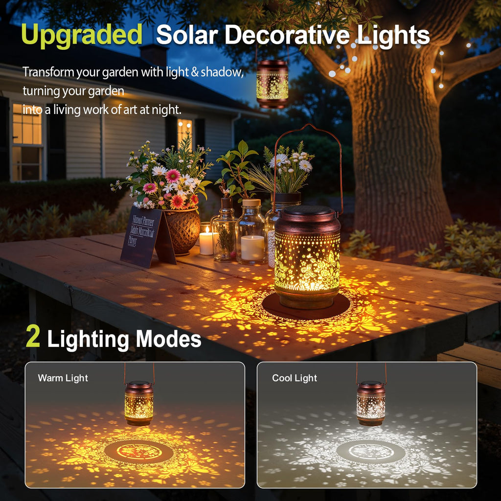 Solar Lanterns Outdoor Waterproof Birthday Gifts for Women Mon Grandma, 2 Pack Brighter Hummingbird Hanging Solar