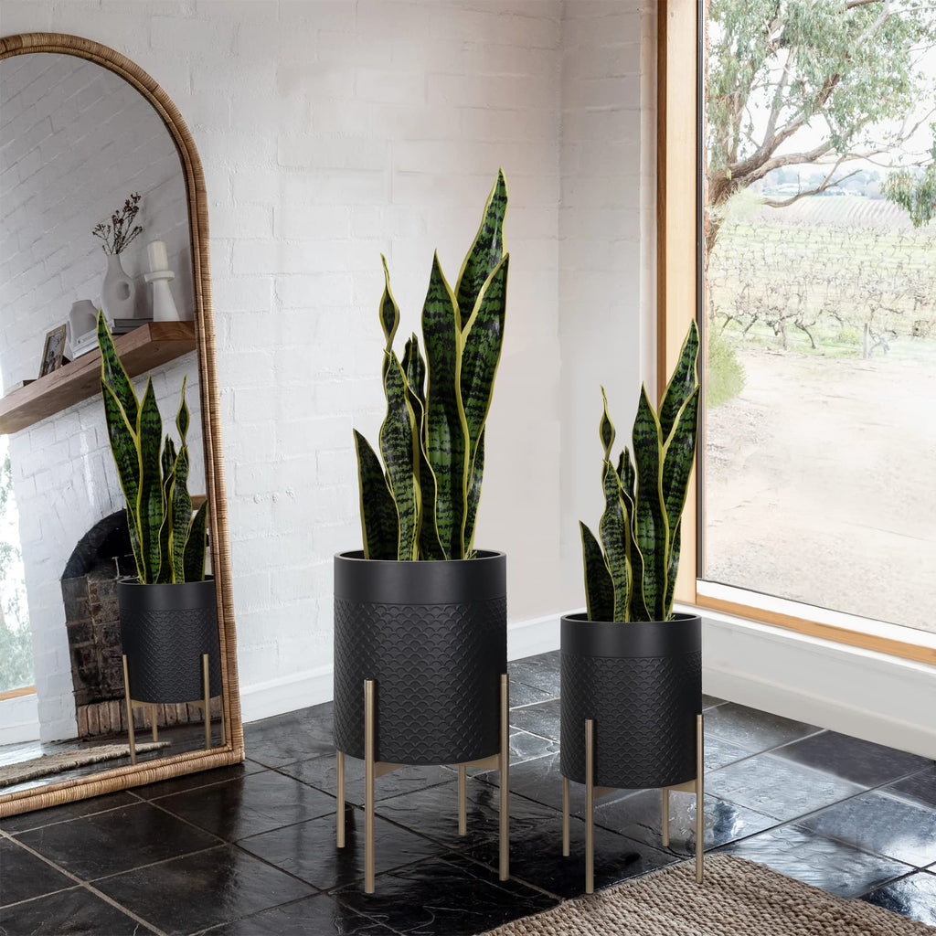 Planters for Indoor Plants, Set of 2 Decorative Planter with Stand