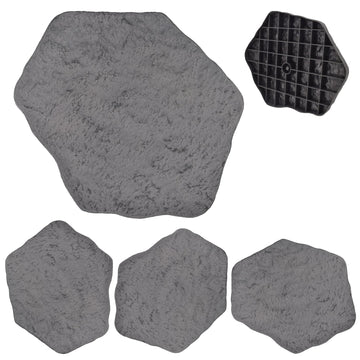 Set of 4, 16x17" Dark Gray Stepping Stone Fiberclay Pavers, Outdoor Garden Natural Repeatable Pattern Pathway, Faux