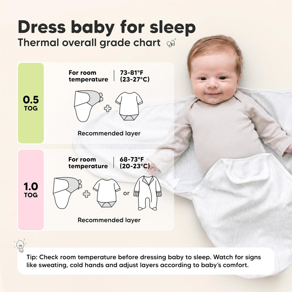 3pk Organic Baby Swaddles for Newborns, 0.5 TOG Nordic