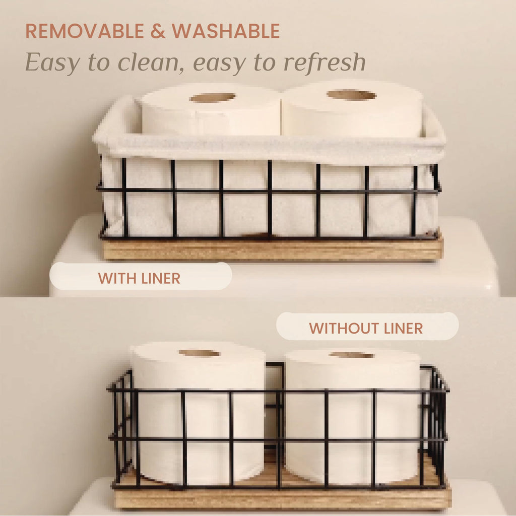 Set of 3 Decorative Basket Organizers, Sturdy Rustic & Farmhouse Decor Metal Wooden Baskets for Organizing, Wire with