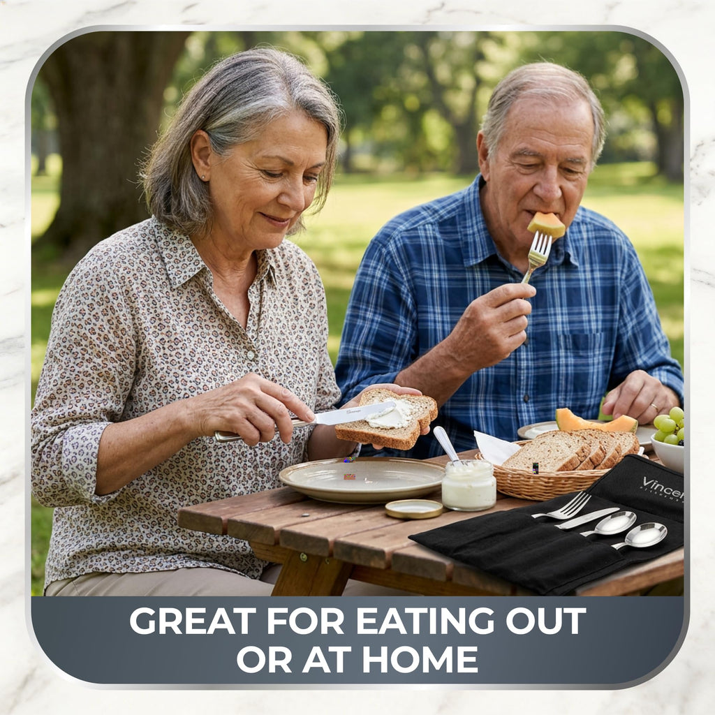Weighted Utensils for Tremors and Parkinsons, Heavy Weight Stainless Steel Silverware Set, Adaptive Eating Flatware