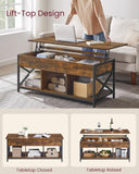 Lift Top Coffee Table, Lift Coffee Table with Storage Shelf, Hidden Compartments and Lifting Top