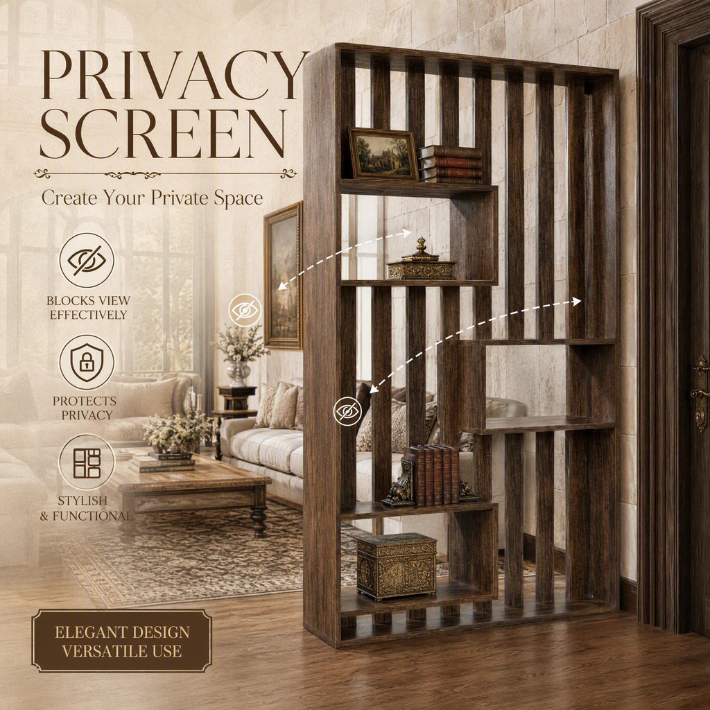 Room Divider with Built-in Shelves for Room Separation