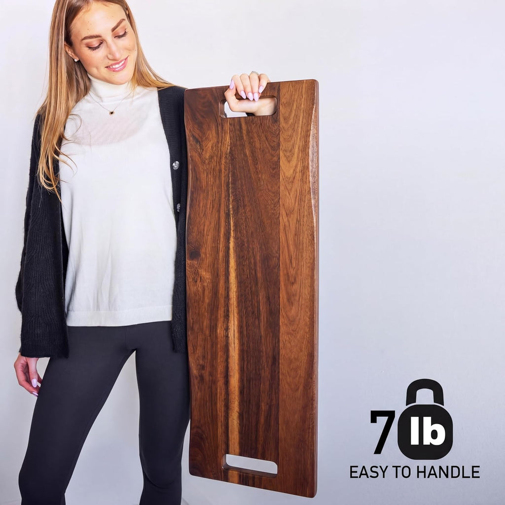 Extra Large Charcuterie Board Acacia, Reversible Long Wooden Tray | 36 x 12 Inch Premium Non toxic Acacia Wood Tray