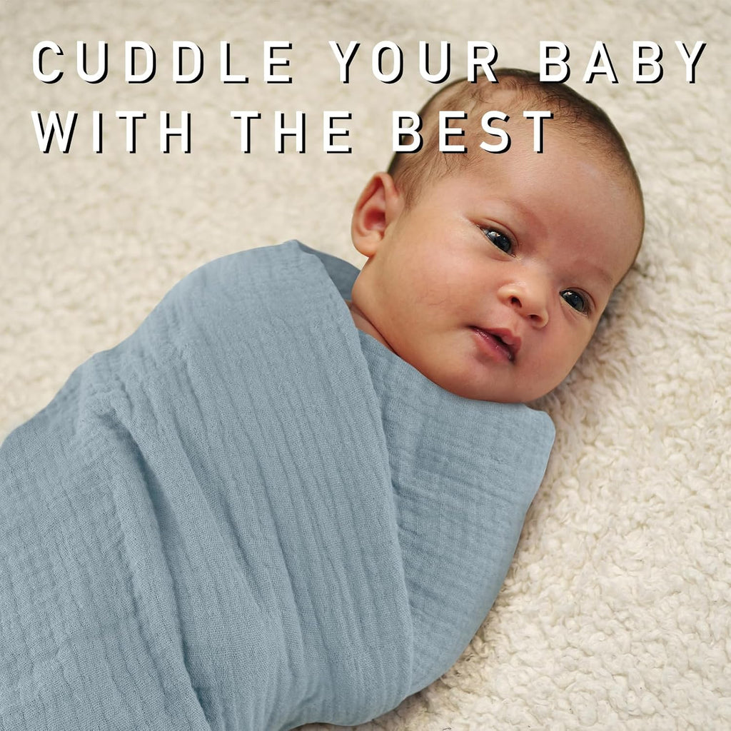 Muslin Swaddle Blankets for Baby Girls and Boys, 4 Pack Breathable and Skin-Friendly Newborn Receiving Blanket, 100%