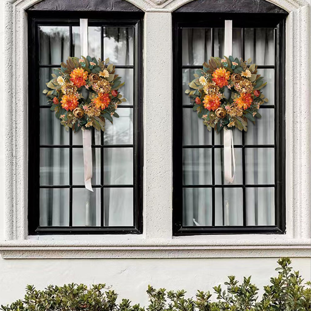 24in Fall Front Door Wreath Dahlia Hydrangea Peony Table Decor