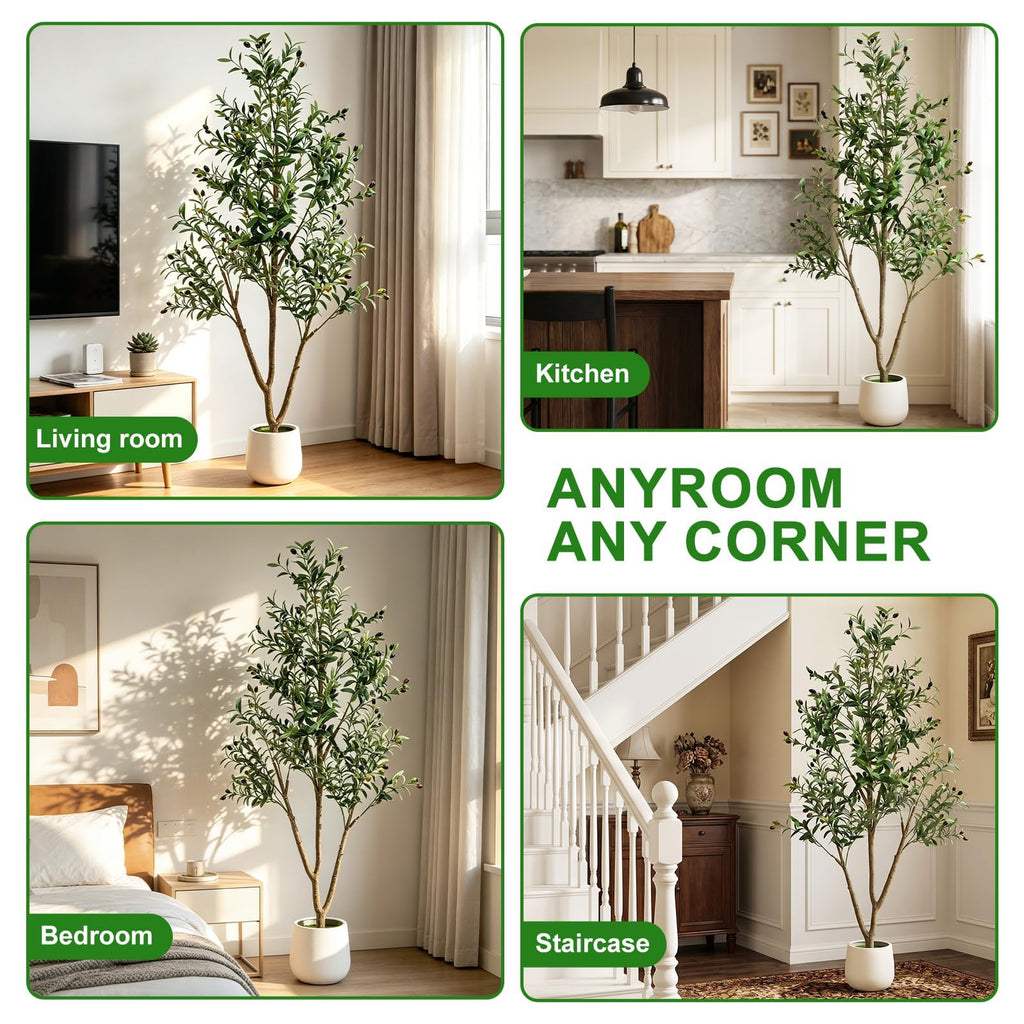 6FT Artificial Olive Tree with Lights & Planter, Realistic Faux Olive Plant