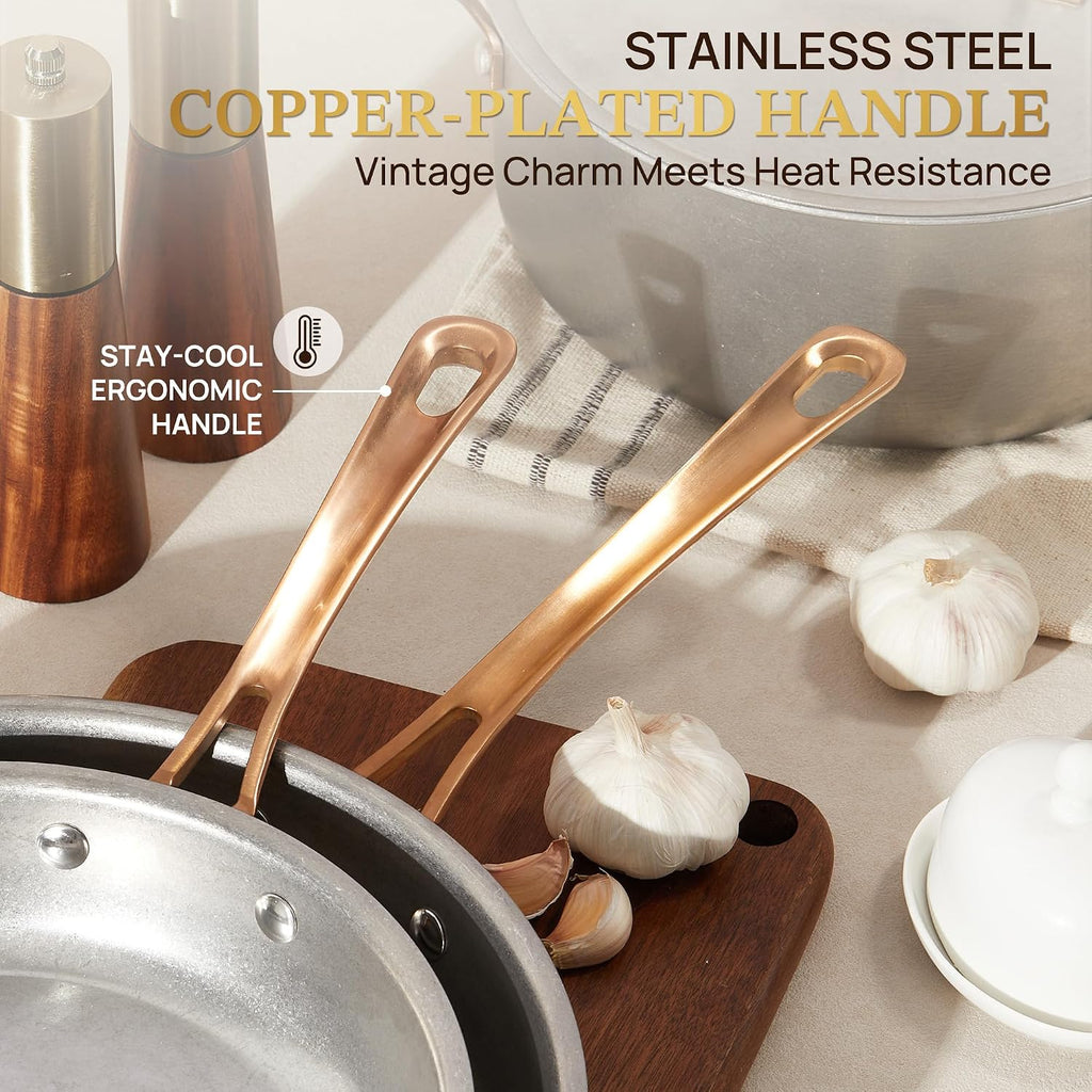 Pots and Pans Set 8 Pcs, Vintage Stainless Steel Cookware Set | Non-Toxic, PFOA/PFOS/PTFE Free, Kitchen Cooking Set
