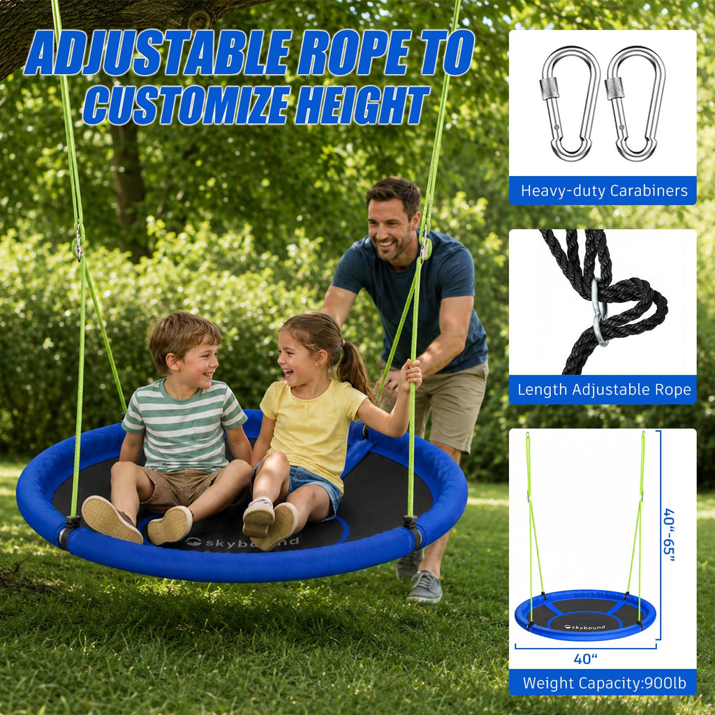 43" Tree Swing Saucer Swing with Tree Straps Durable Textilene Fabric