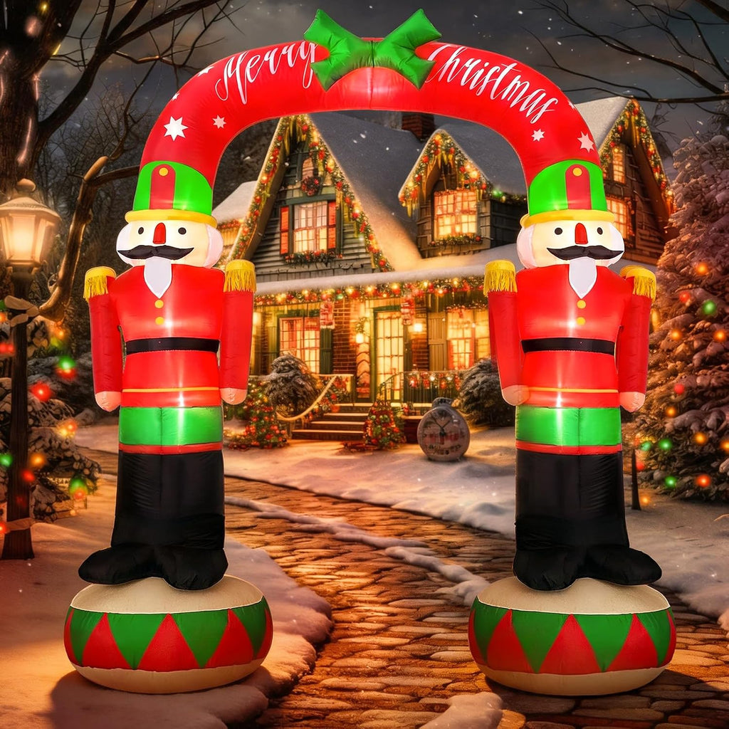 8FT Christmas Inflatable Archway Outdoor, Inflatable Nutcracker Arch Decor