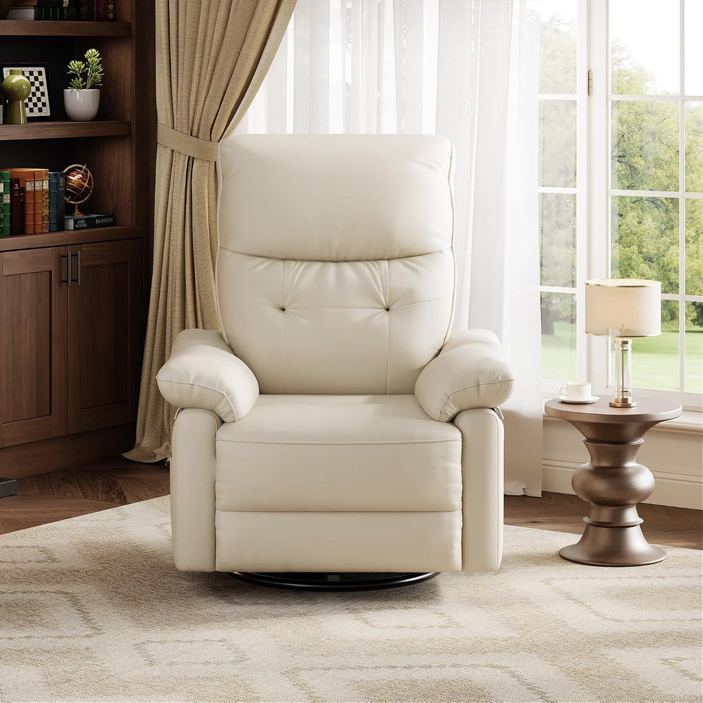 Power Recliner Chair, 270° Swivel Rocking Glider with USB Charging Port, PU Leather Upholstered Fabric and Button