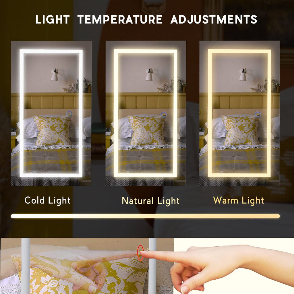 Lockable Jewelry Cabinet Armoire with LED Lighted Mirror - White