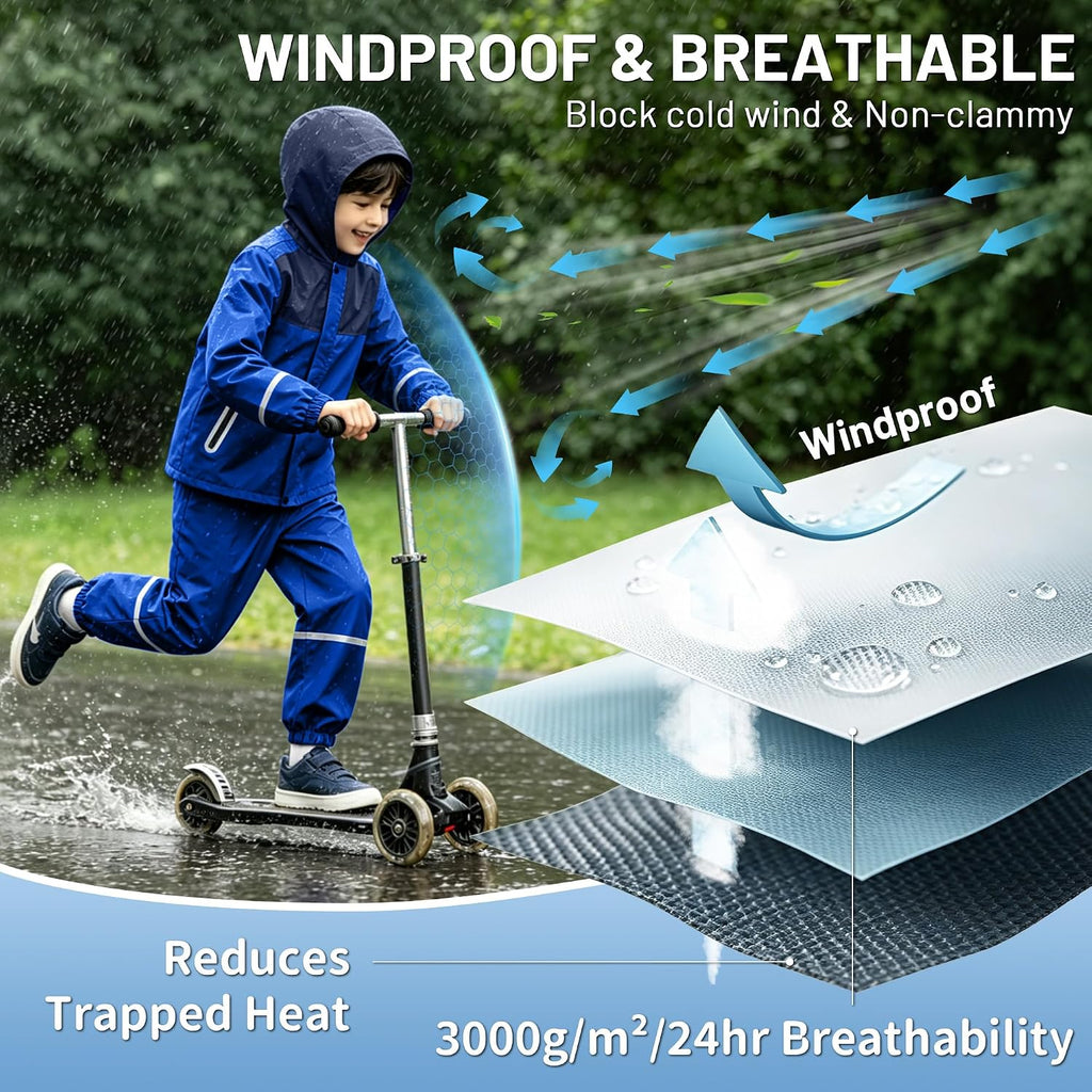 Reflective Kids Rain Suit Boys Girls Youth Waterproof Rain Gear