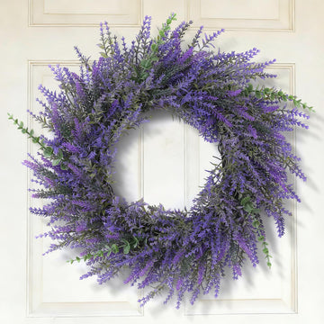 26" Lavender & Eucalyptus Wreath for Front Door - All Season Artificial Wreath for Spring and Summer, Indoor Outdoor