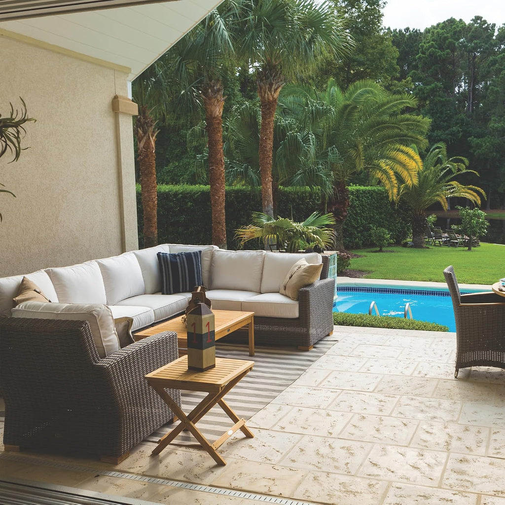 Sanibel Teak Sectional Couch Corner Section, Granite