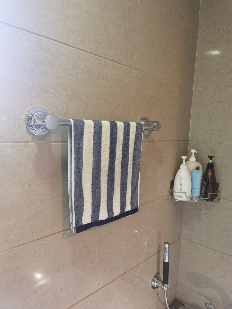 24 inch Suction Cup Towel Bar, Shower Towel Racks, Chrome