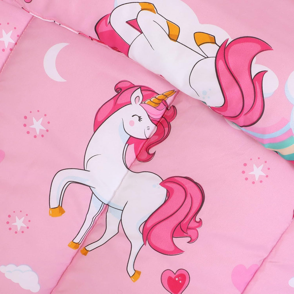 Unicorn Kids Comforter Set with 2 Pillow Shams, 3 Piece Soft Microfiber Twin Bed Comforter with Pillow Shams, Printed