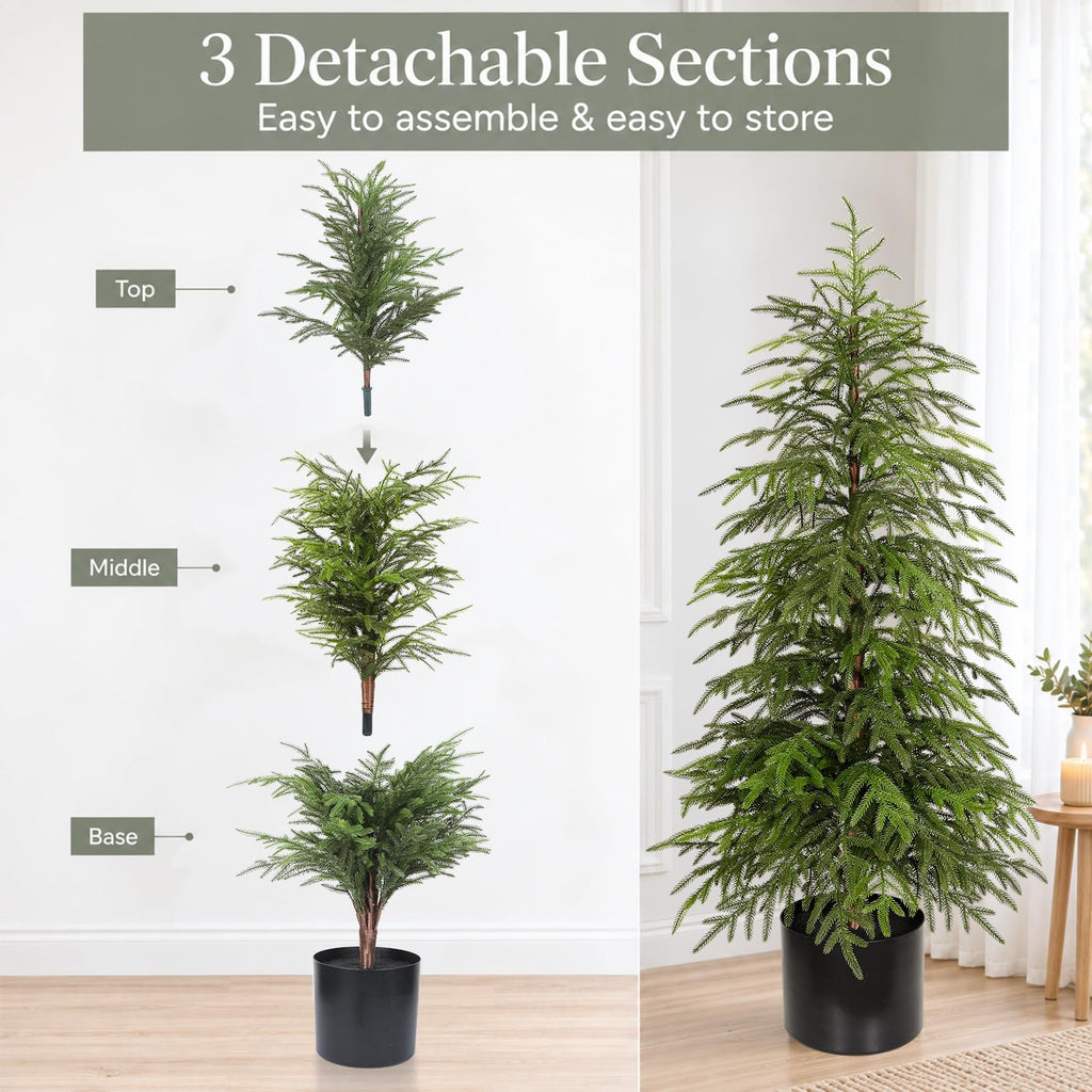 4FT Norfolk Pine Christmas Tree, Soft Touch Potted Artificial Trees