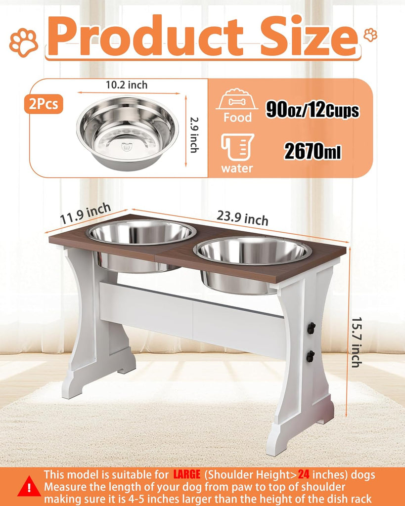 Elevated Dog Bowls, Dog Bowl Stand, 12Cups15.7 H_90oz Bowl-Farmhouse