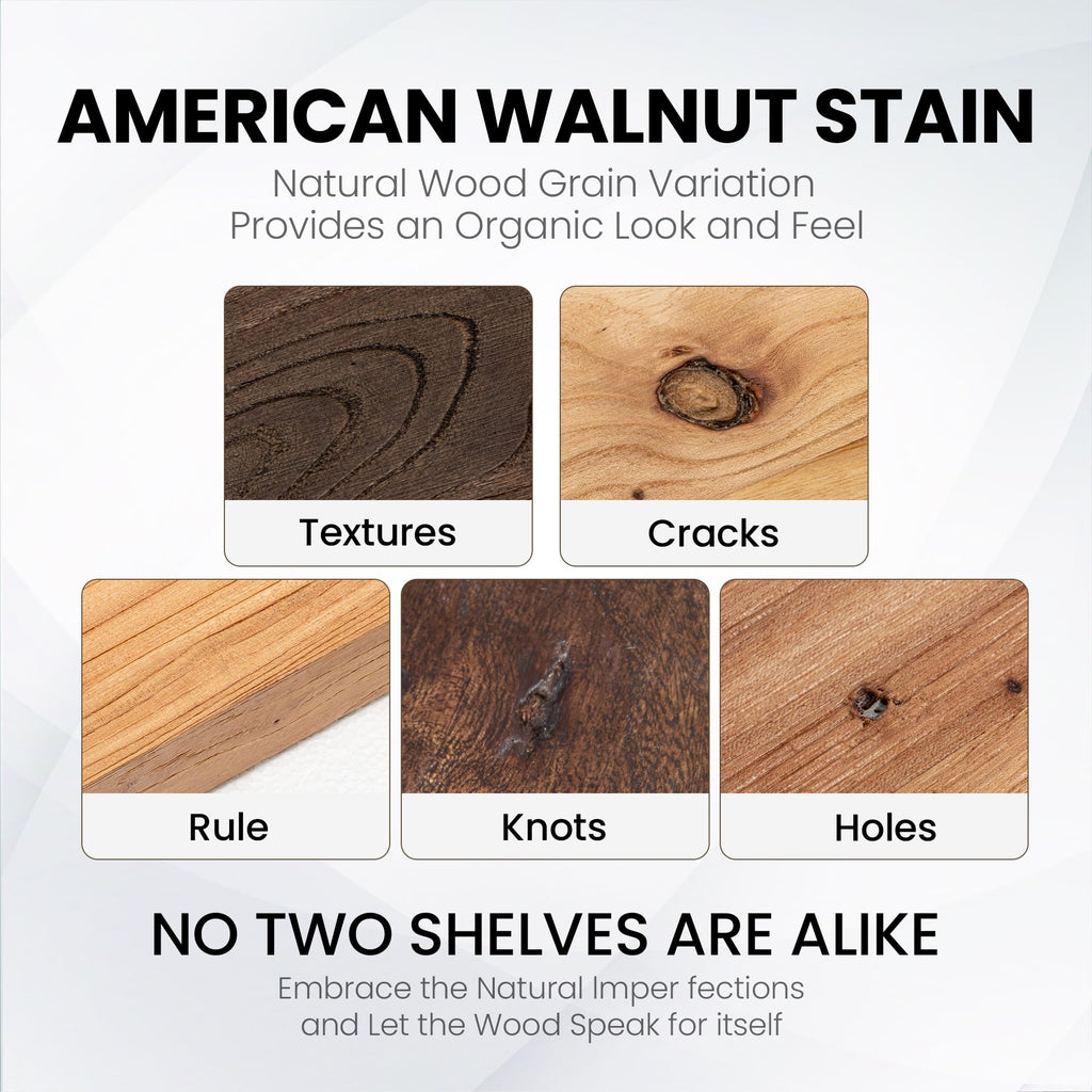 Floating Shelves for Wall, 8" Deep Solid Elm Wood Wall Mounted Shelves with Invisible Bracket, Farmhouse Wooden Shelf