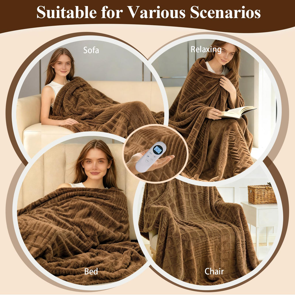 Heated Blanket Electric, Waffle Heating Blanket with 12 Heat Levels