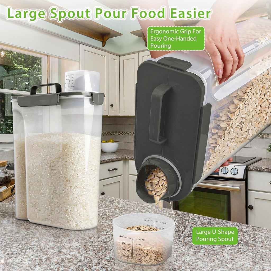 Rice Storage Container, 15 to 20lb Dry Food Airtight Dispenser, Pet Dog Cat Food Canister, BPA Free Clear Plastic