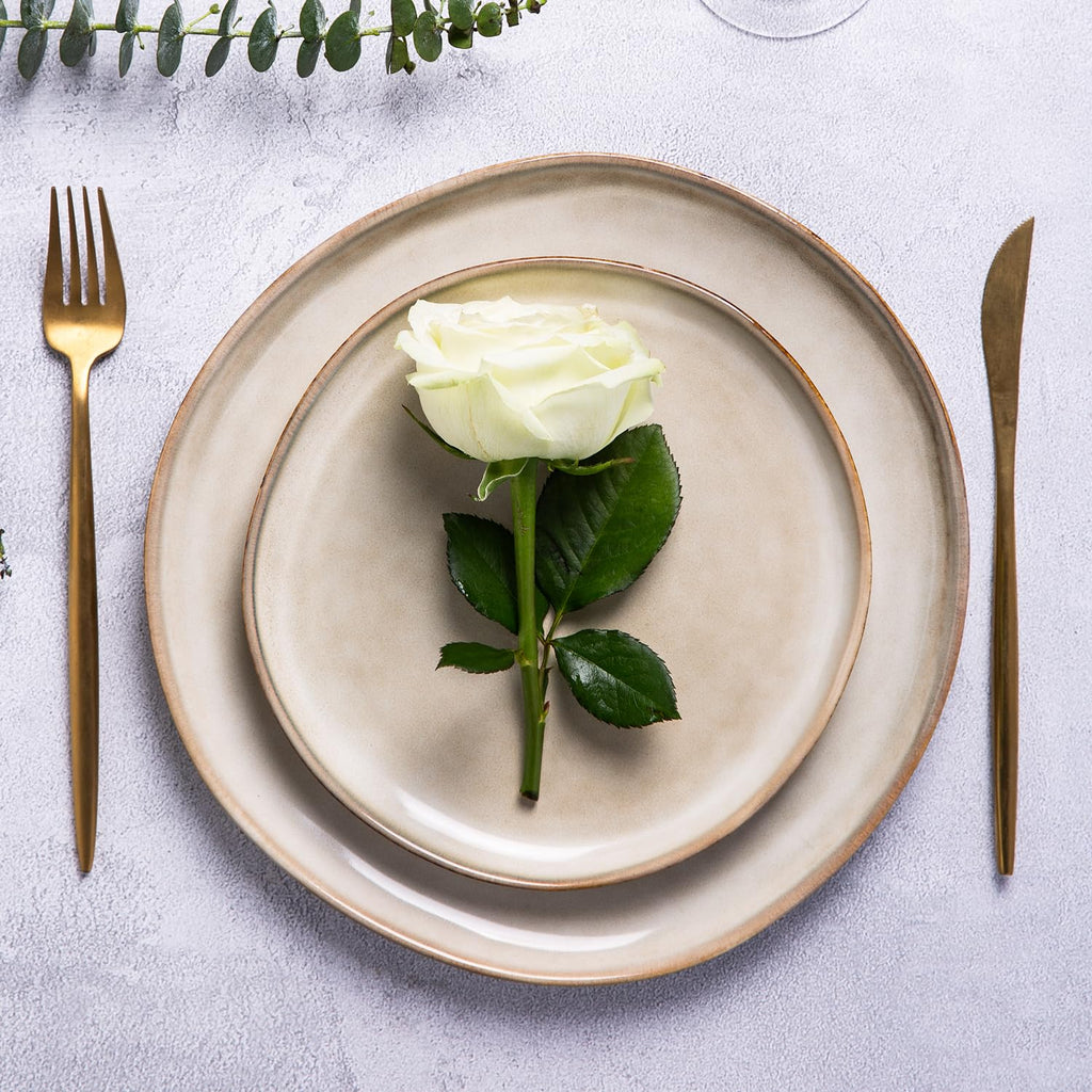 Ceramic Dinnerware Sets for 4, 12Pcs Plates and Bowls Sets Dishes