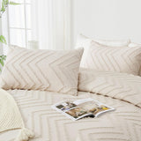 Queen Comforter Set Beige, Comforters Queen Boho Cream Soft Warm Tufted Neutral Bedding Comforter Sets for Queen Bed