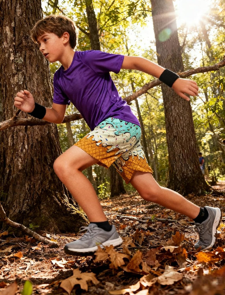 Boys Athletic Shorts Ice Cream Drip Mesh Breathable