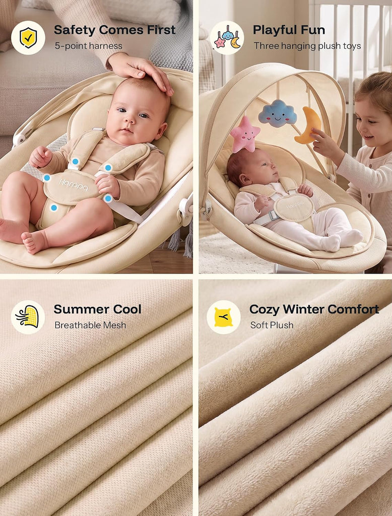 Weddell Baby Swings for Infants with Canopy and Mosquito Net, Khaki