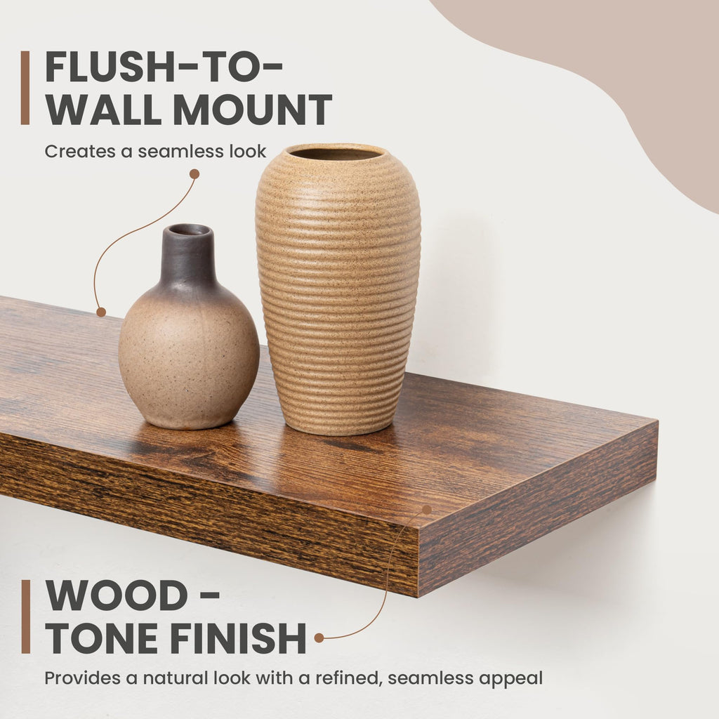 72 Inch Floating Shelves, 8 Inch Deep Floating Shelves for Wall, Hanging Shelf with Invisible Brackets, Deep Shelves