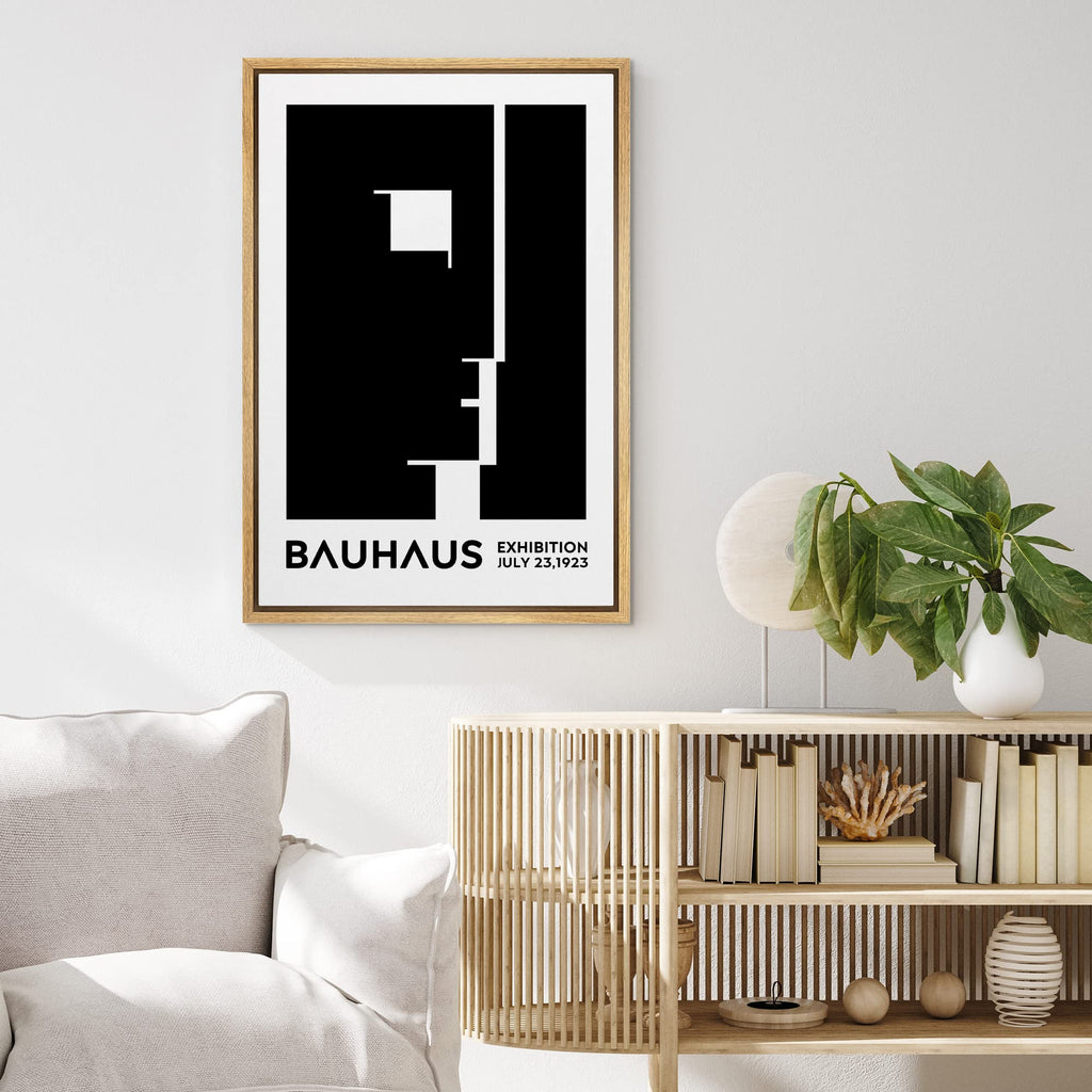 Framed Canvas Print Wall Art Bauhaus Geometric Art Deco Head Portrait Shapes Abstract Illustrations Modern Art