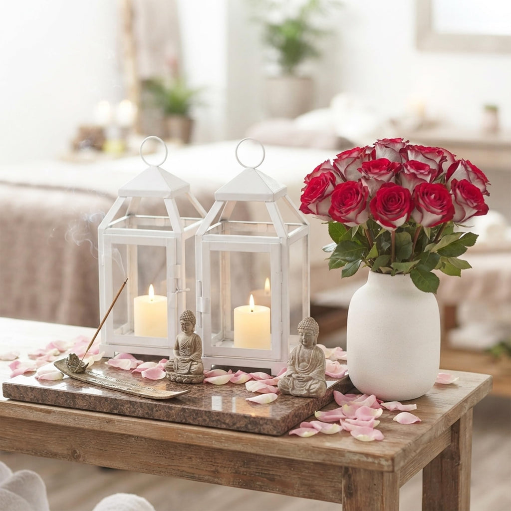 12 Inch High Clear Glass and Iron White Classic Style Lantern Ideal Gift for Weddings Bridals Special Occasions