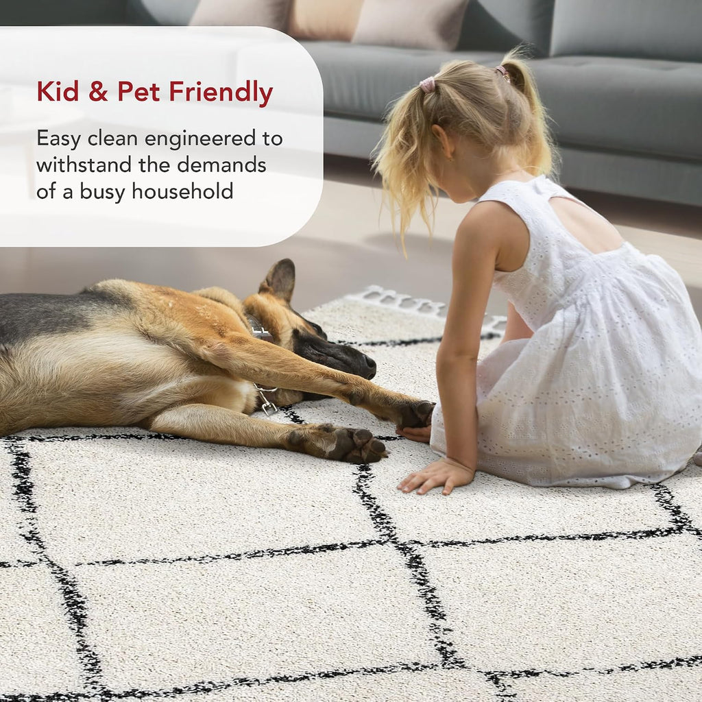 Jessie Off White Trellis Power Loomed Area Rug