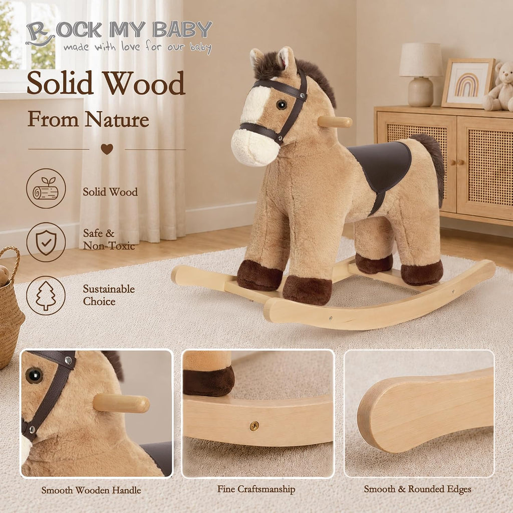 My Baby Rocking Horse, Rocking Animal with Realistic Sound, Stuffed Rocker for Toddlers 18M+, Soft Filling Ride on