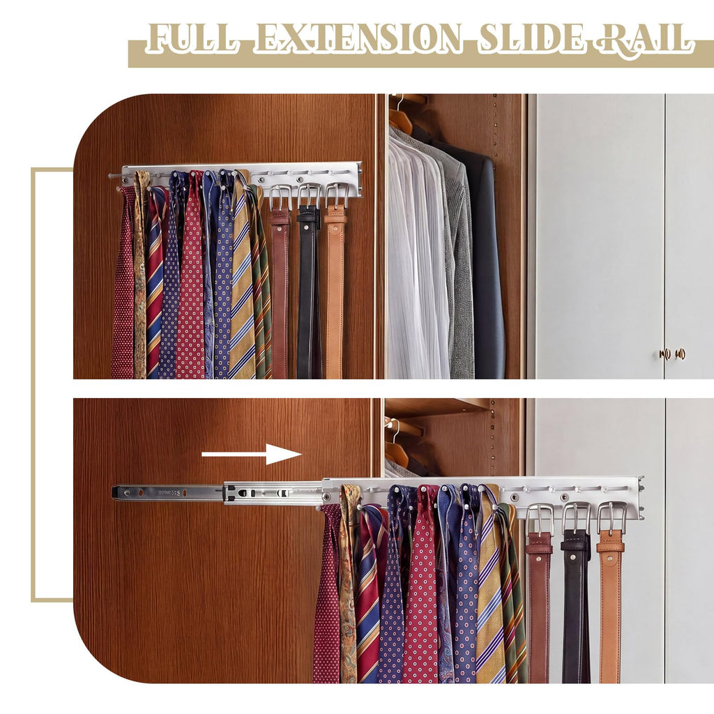 1 Pcs 13.8'' Sliding Tie Rack Hangers for Closet, 25 Tie Each, Sliver